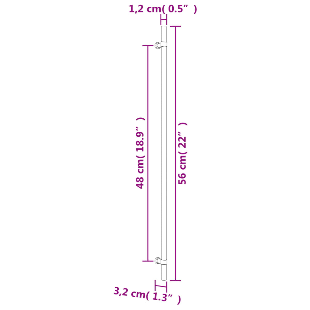 10 db fekete rozsdamentes acél szekrényfogantyú 480 mm