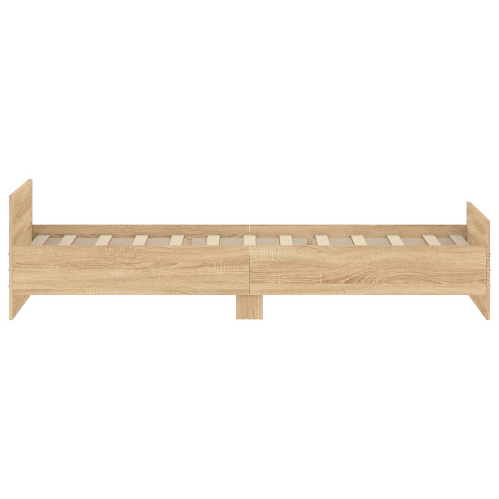 sonoma tölgy színű szerelt fa ágykeret matrac nélkül 90x200 cm