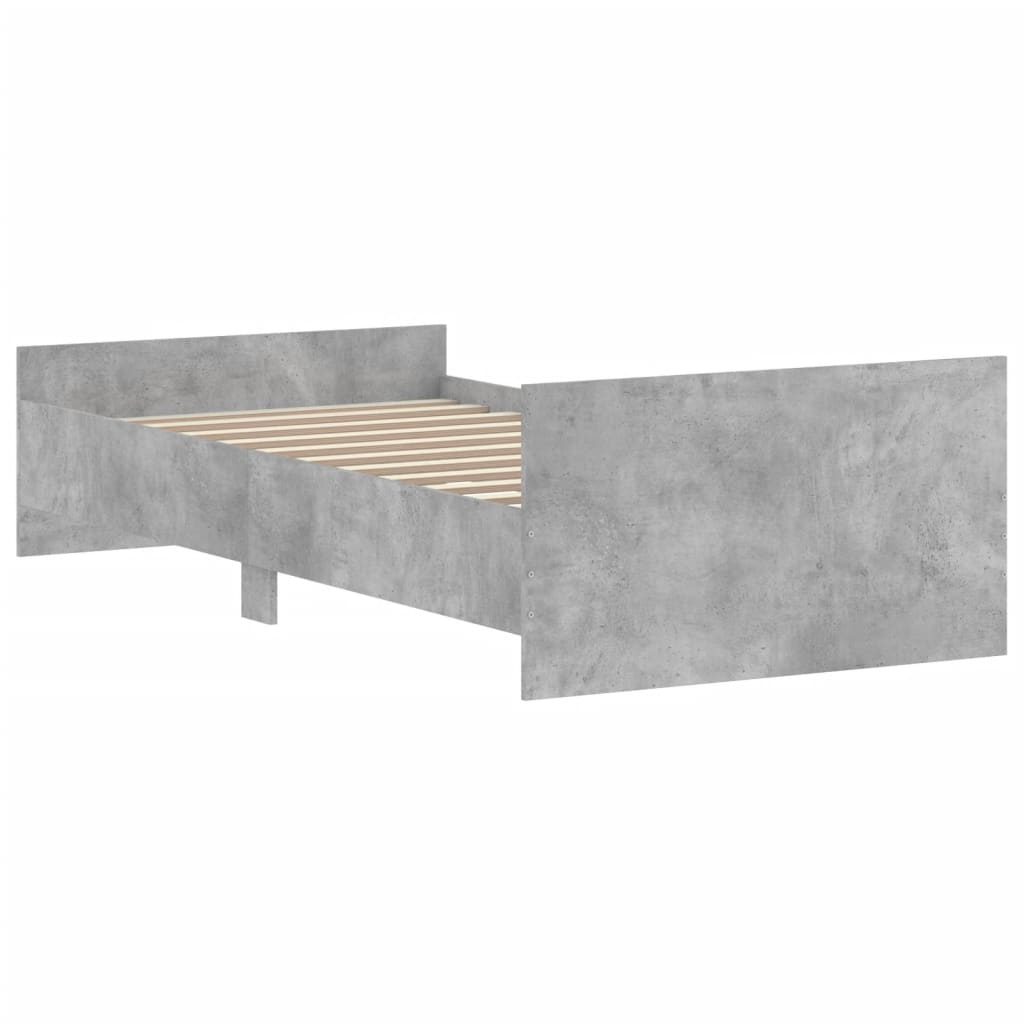 betonszürke szerelt fa ágykeret 100 x 200 cm