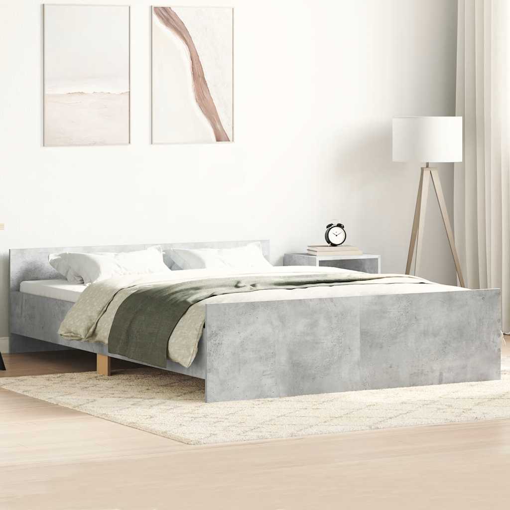 betonszürke ágykeret fej- és lábtámlával 120 x 200 cm