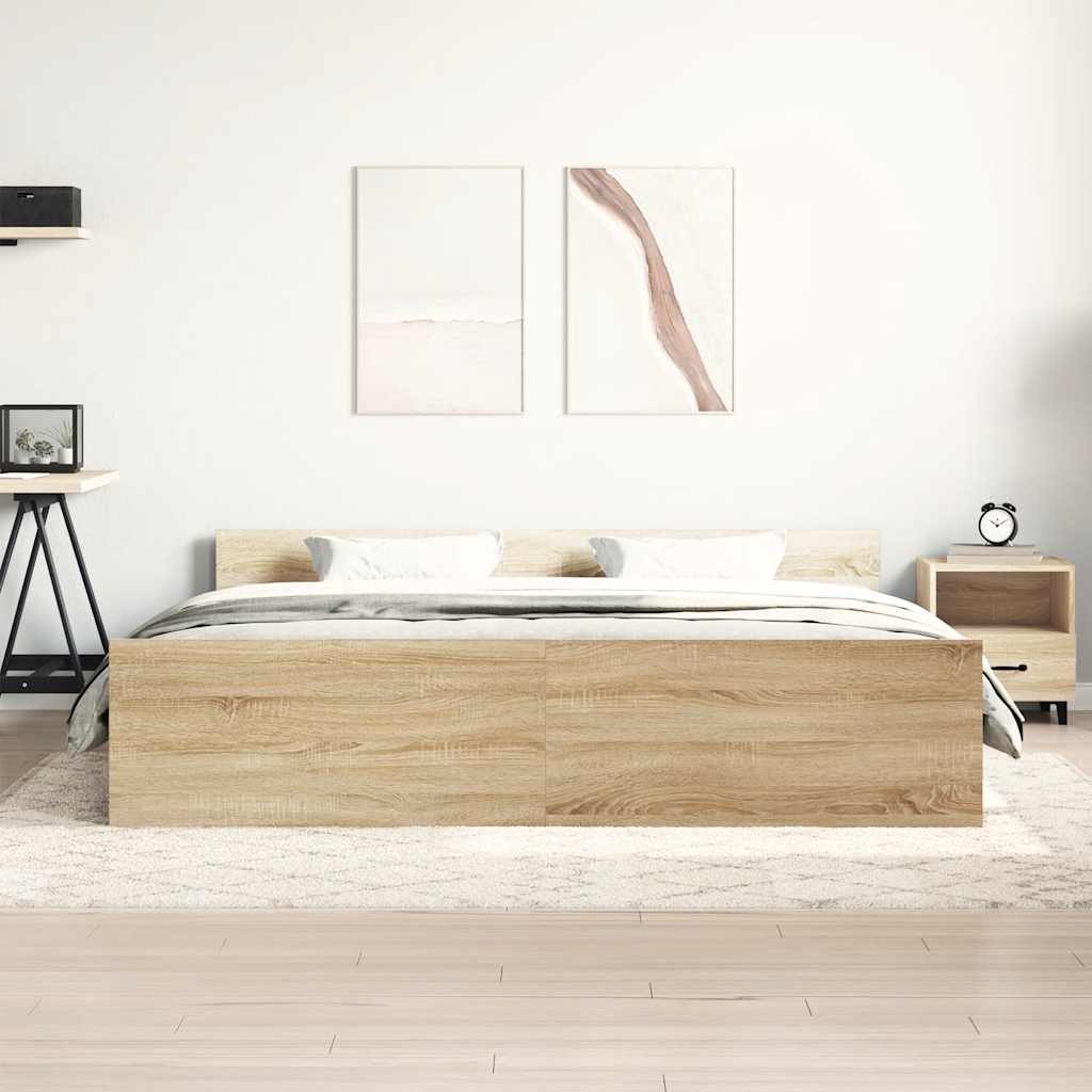 sonoma tölgy színű ágykeret fej- és lábtámlával 160 x 200 cm