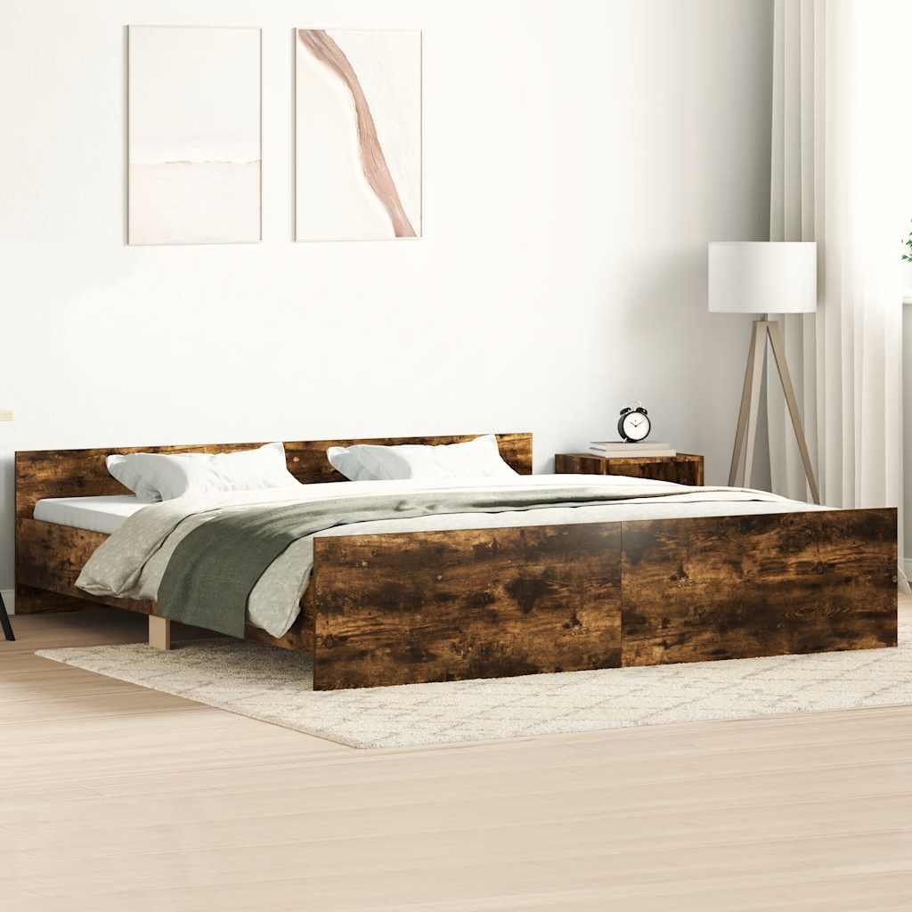 füstös tölgy színű ágykeret fej- és lábtámlával 180 x 200 cm