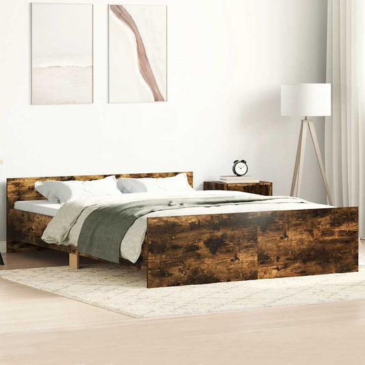 füstös tölgy színű ágykeret fej- és lábtámlával 120 x 190 cm