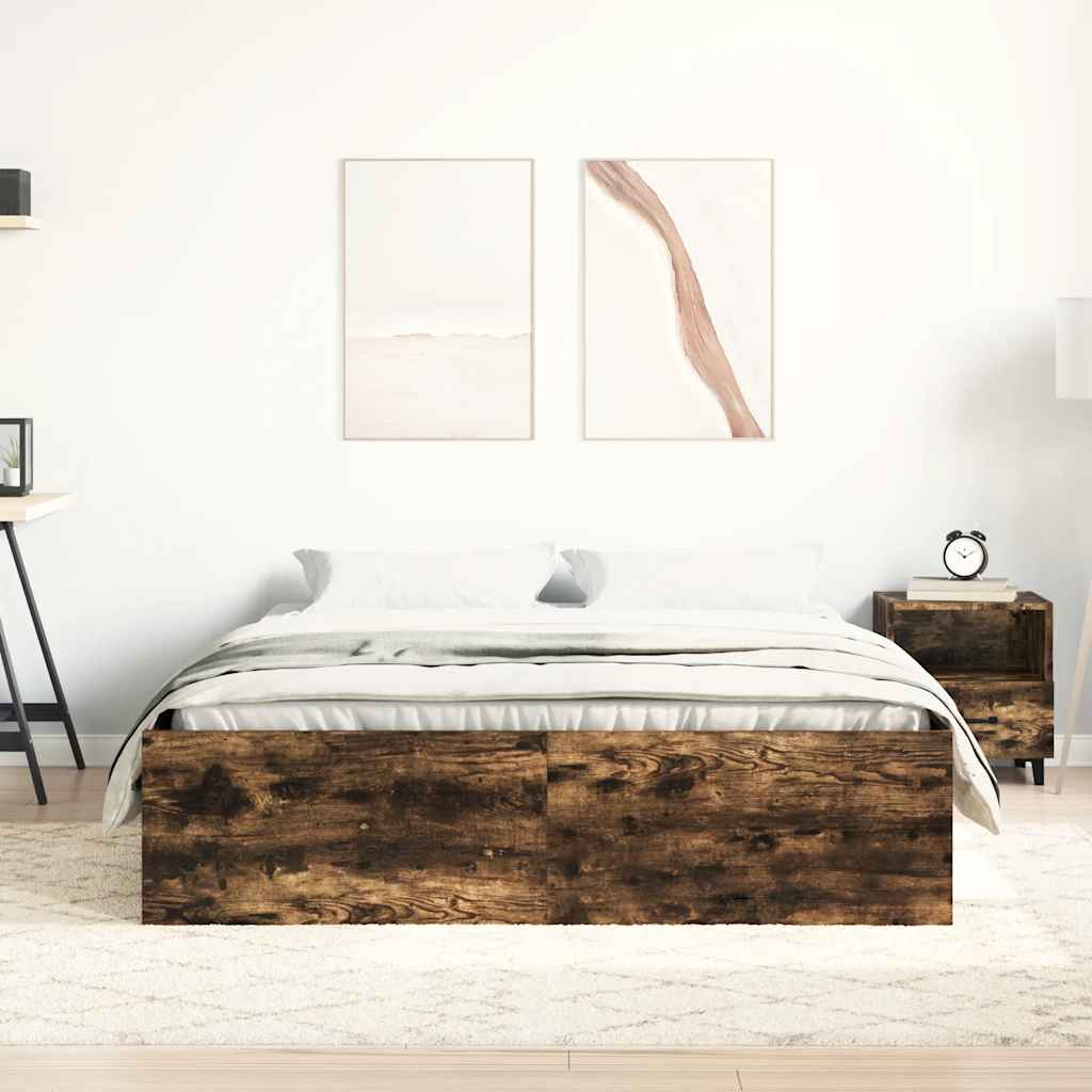 füstös tölgy színű ágykeret 140 x 200 cm