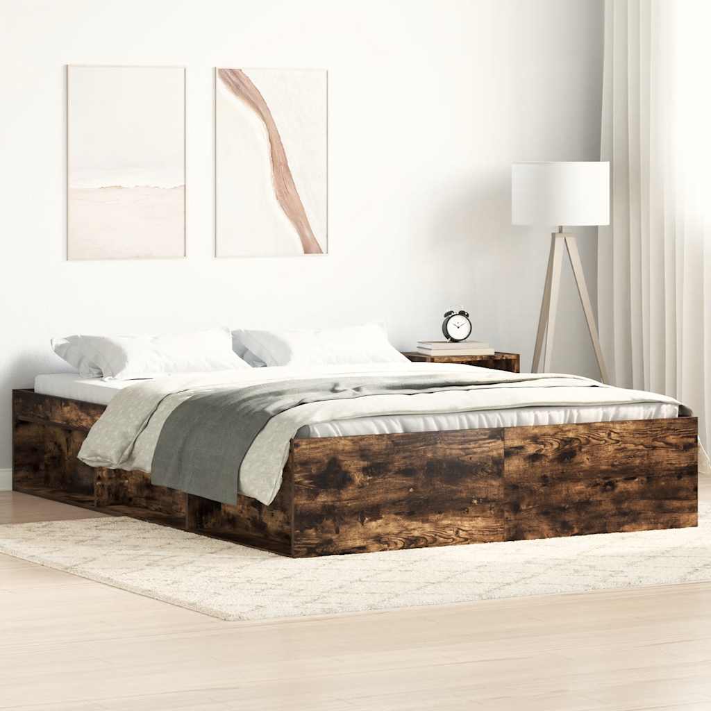 füstös tölgy színű ágykeret 140 x 200 cm