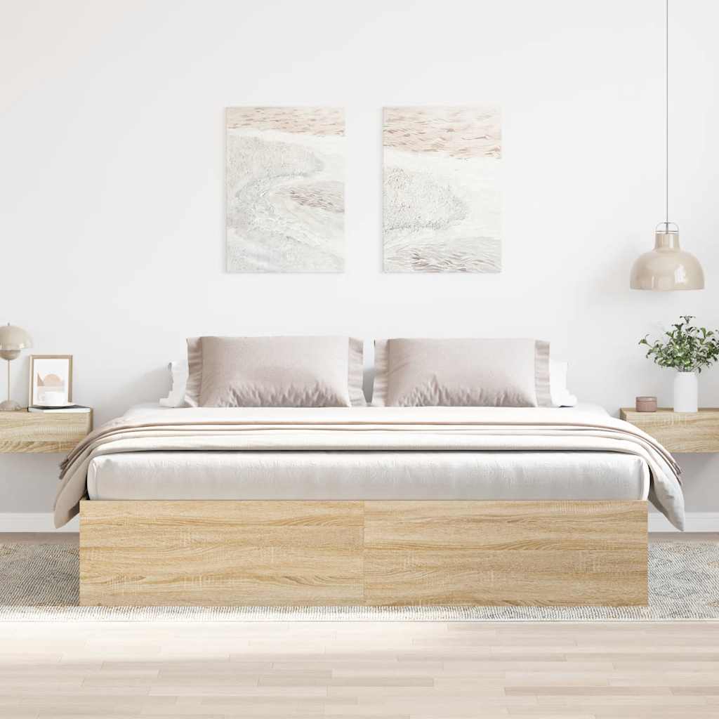 sonoma-tölgyszínű ágykeret 180 x 200 cm