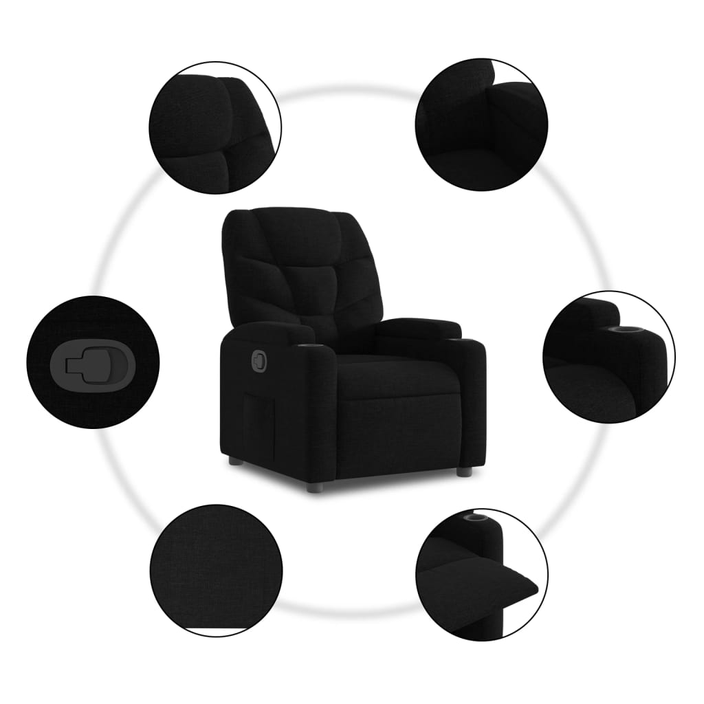 fekete szövet relaxfotel
