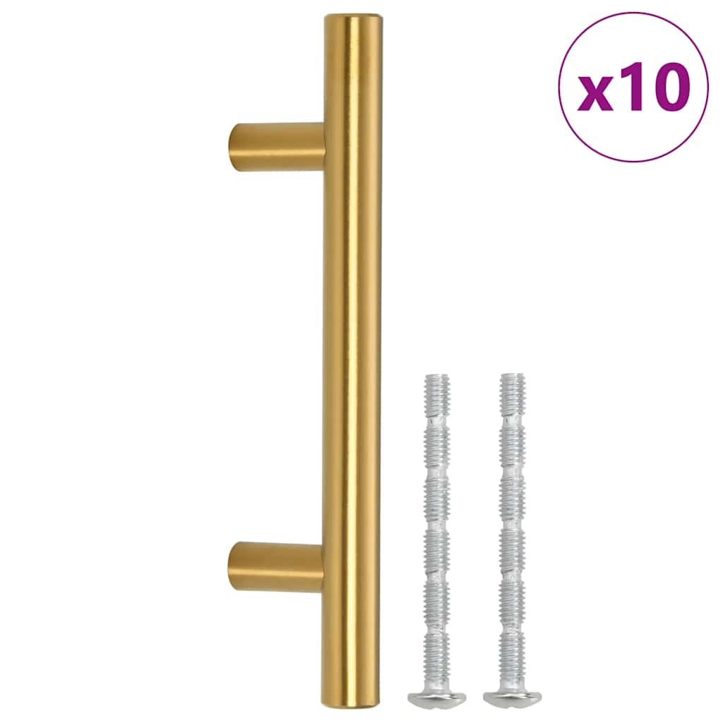 10 db aranyszínű rozsdamentes acél szekrényfogantyú 64 mm