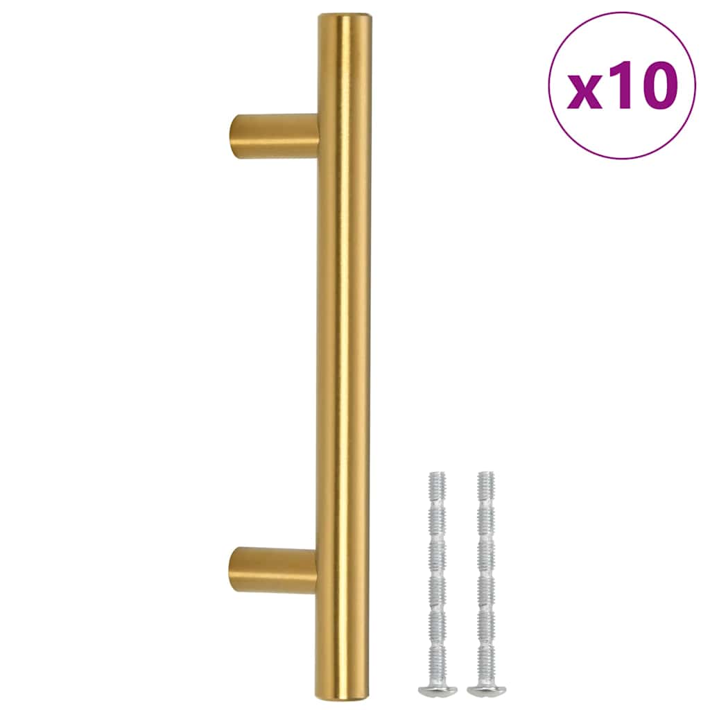 10 db aranyszínű rozsdamentes acél szekrényfogantyú 96 mm