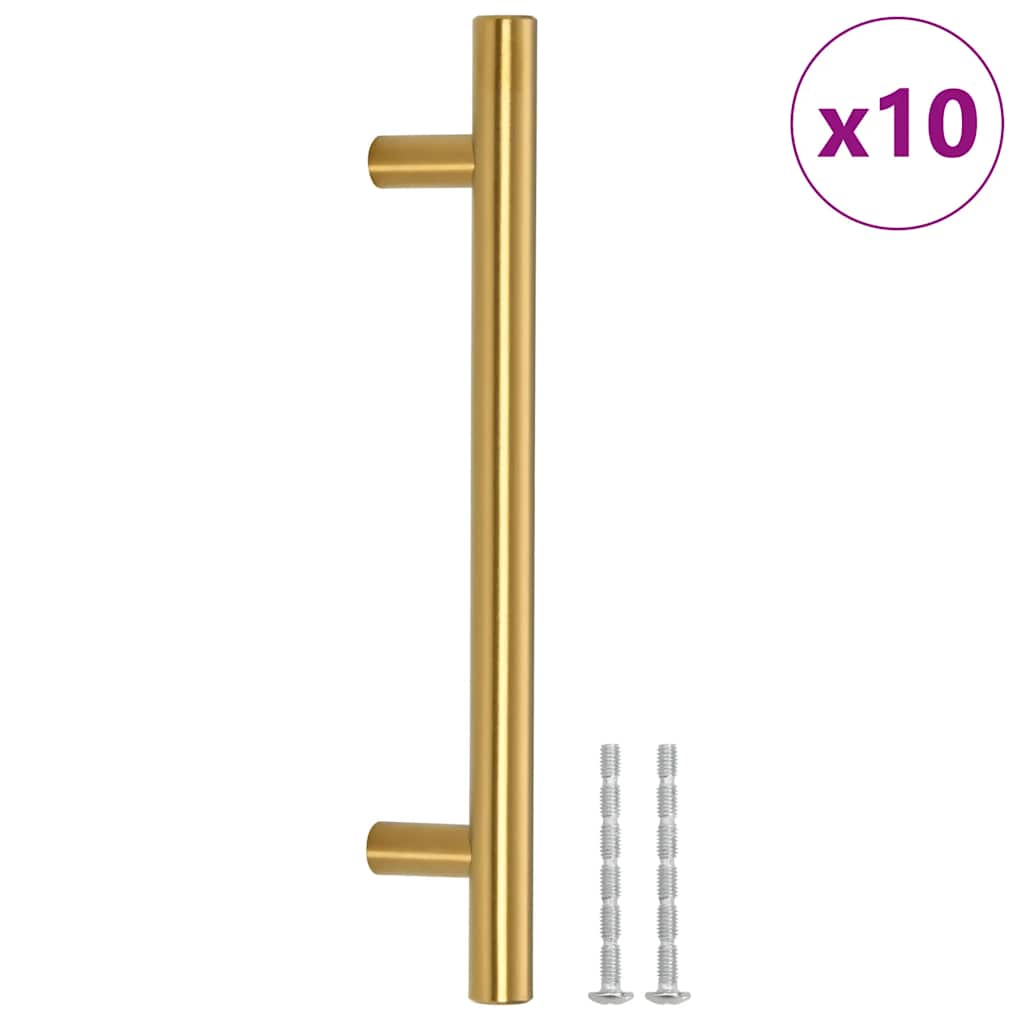 10 db aranyszínű rozsdamentes acél szekrényfogantyú 128 mm