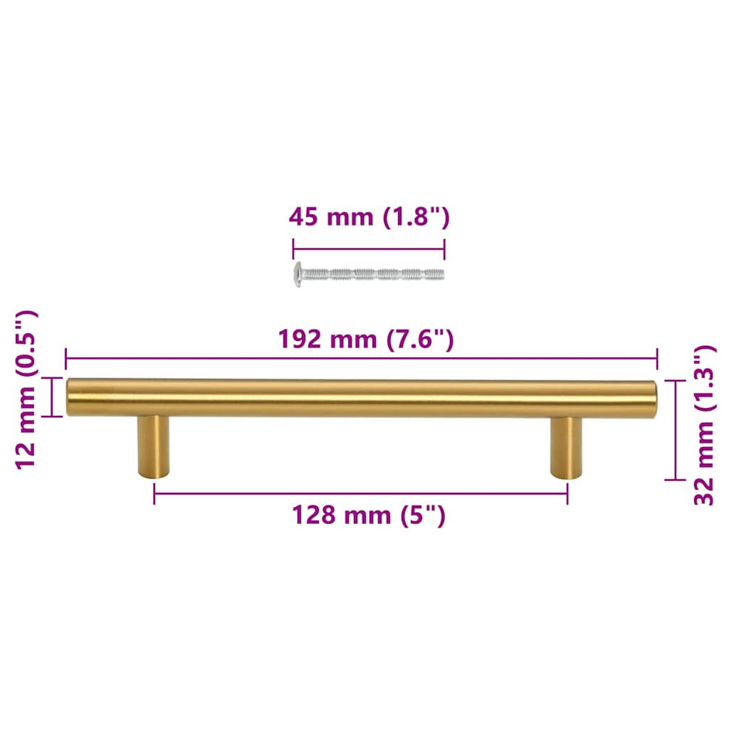 10 db aranyszínű rozsdamentes acél szekrényfogantyú 128 mm