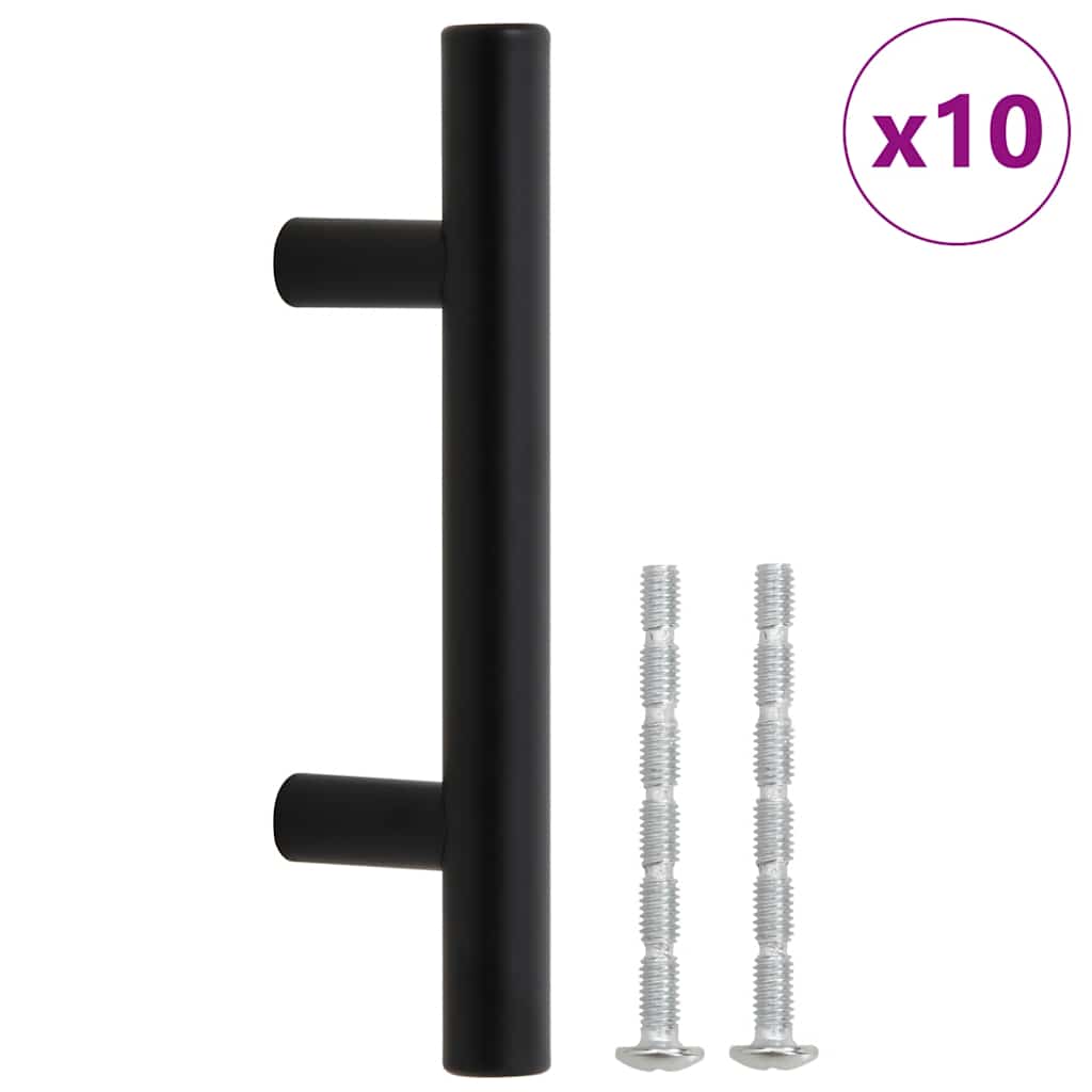 10 db fekete rozsdamentes acél szekrényfogantyú 64 mm