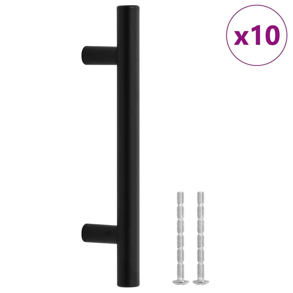 10 db fekete rozsdamentes acél szekrényfogantyú 96 mm