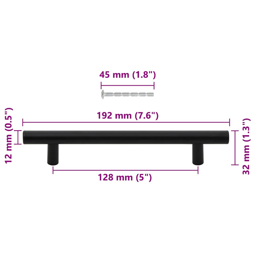 10 db fekete rozsdamentes acél szekrényfogantyú 128 mm