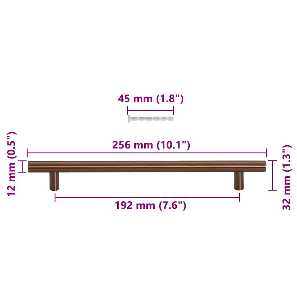 5 db bronz rozsdamentes acél szekrényfogantyú 192 mm