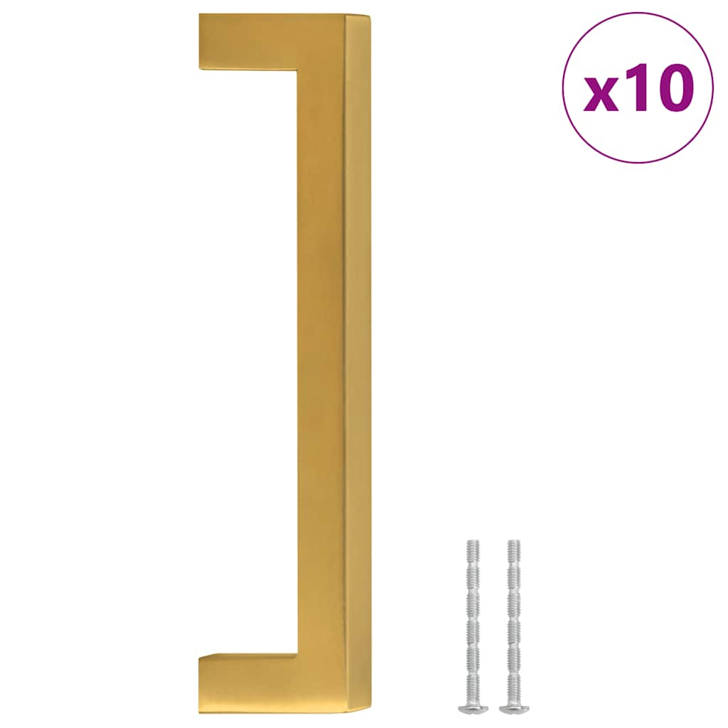 10 db aranyszínű rozsdamentes acél szekrényfogantyú 128 mm