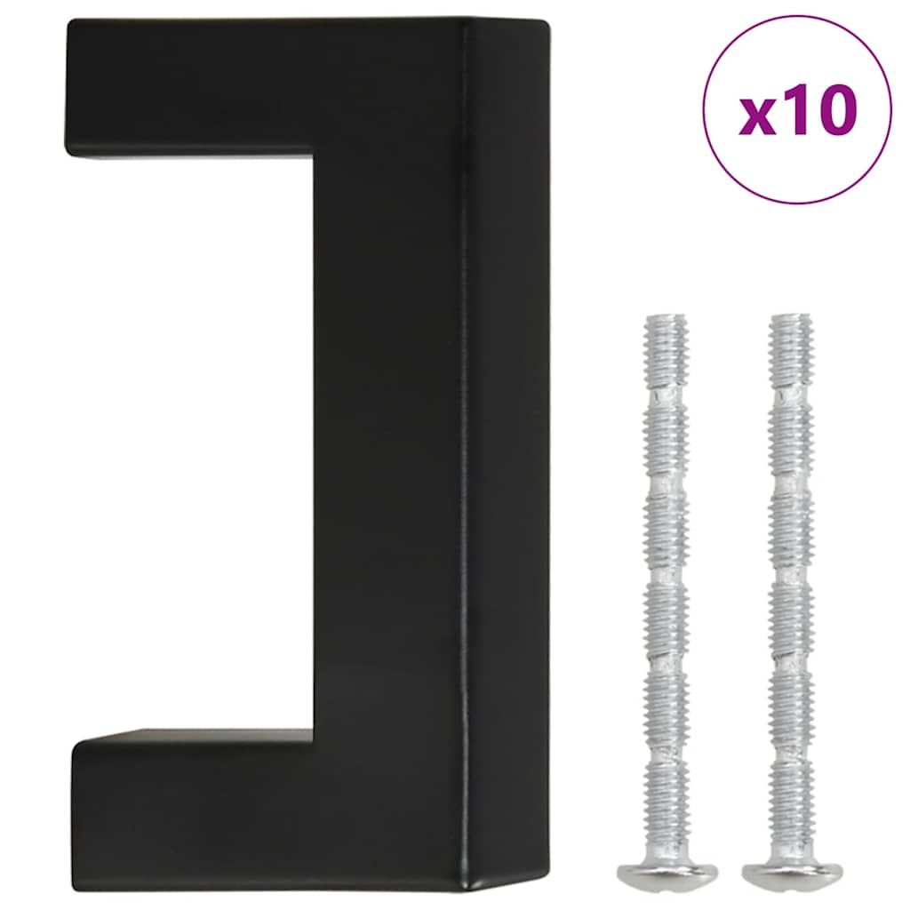 10 db fekete rozsdamentes acél szekrényfogantyú 64 mm