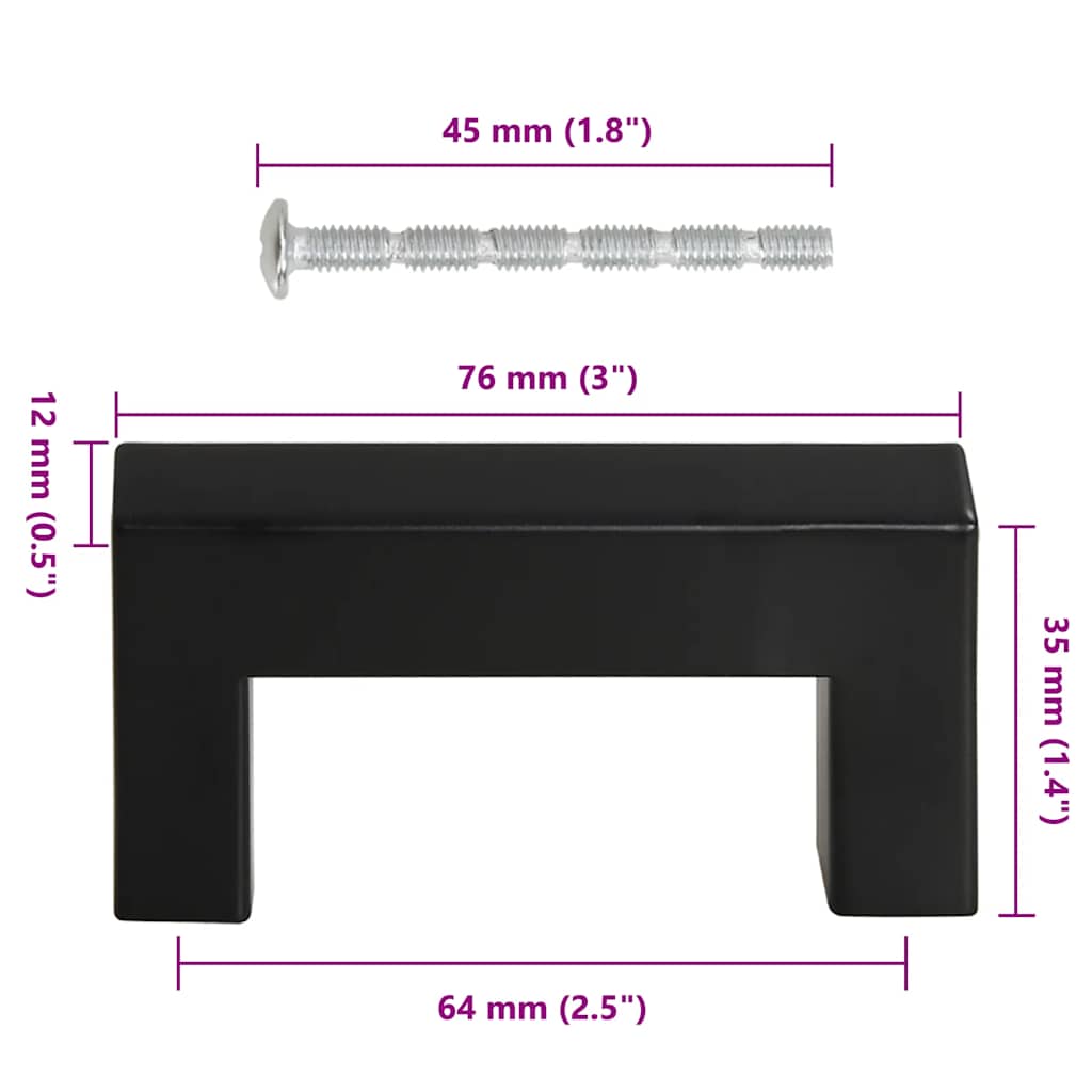 10 db fekete rozsdamentes acél szekrényfogantyú 64 mm