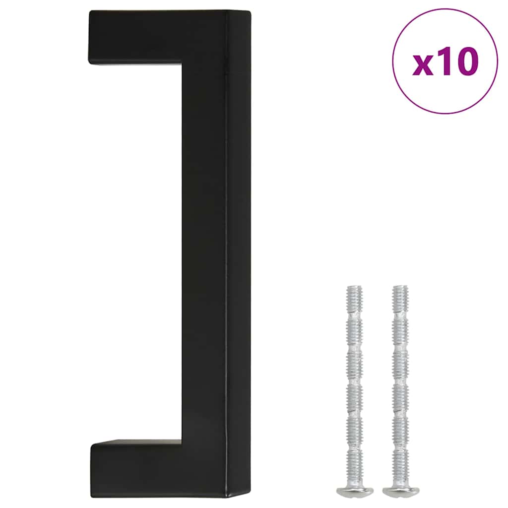 10 db fekete rozsdamentes acél szekrényfogantyú 96 mm