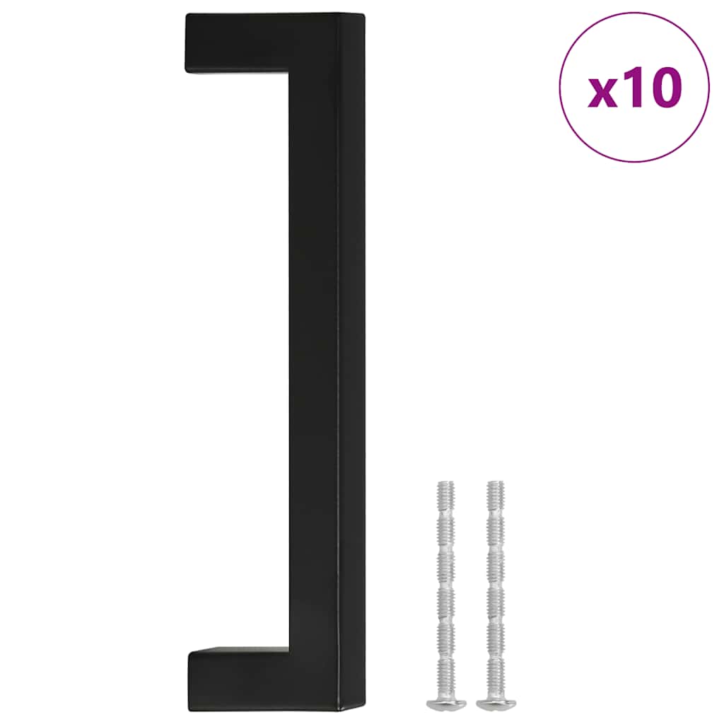 10 db fekete rozsdamentes acél szekrényfogantyú 128 mm