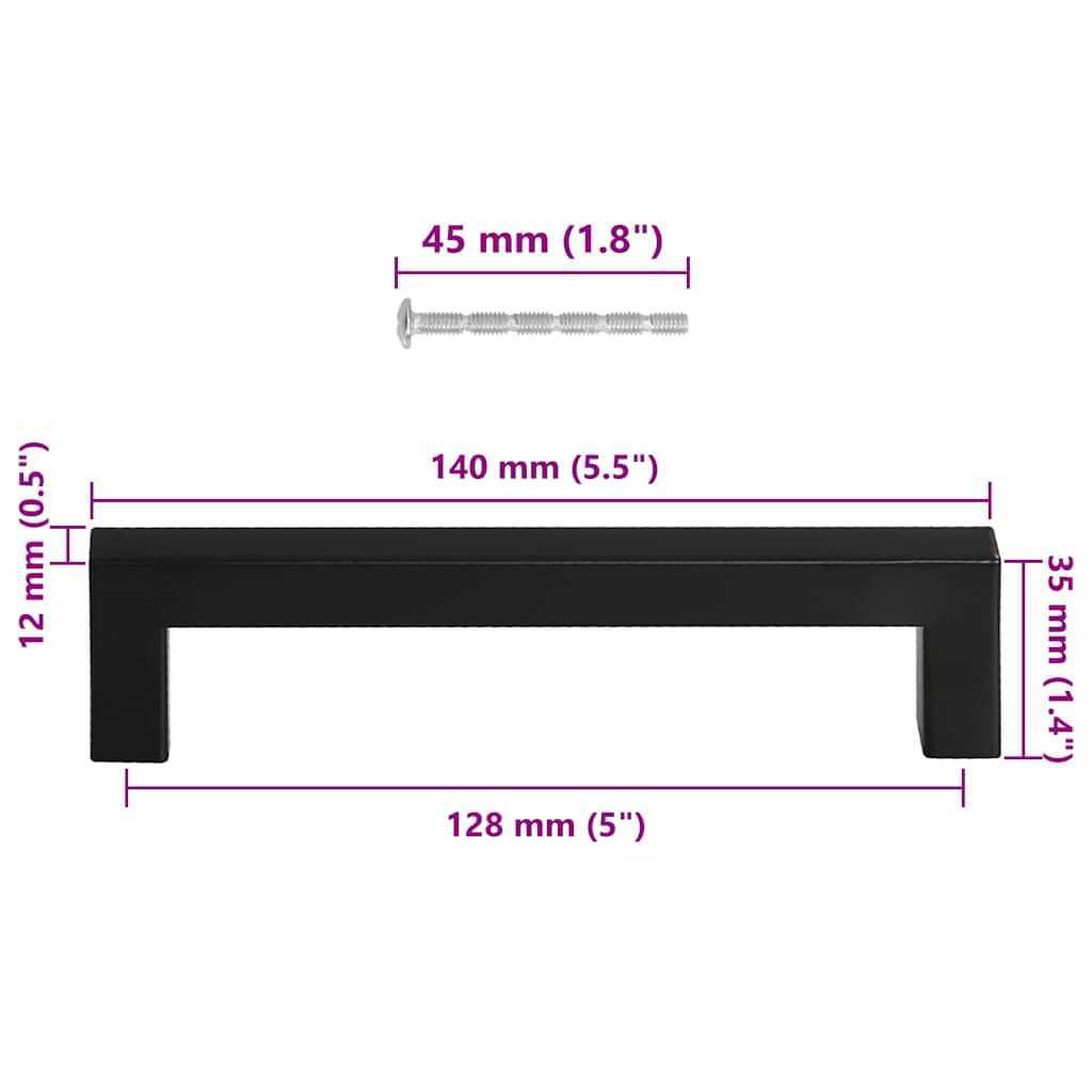 10 db fekete rozsdamentes acél szekrényfogantyú 128 mm