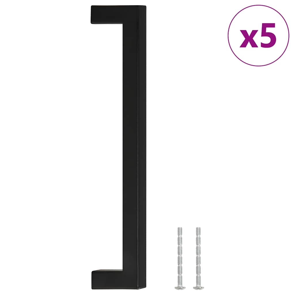 5 db fekete rozsdamentes acél szekrényfogantyú 192 mm