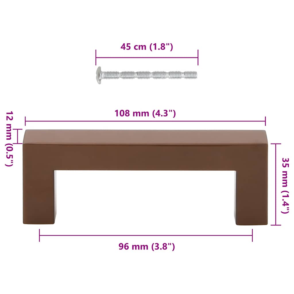 10 db bronz rozsdamentes acél szekrényfogantyú 96 mm