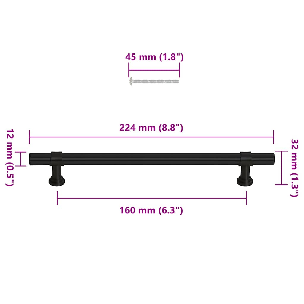 10 db fekete rozsdamentes acél szekrényfogantyú 160 mm