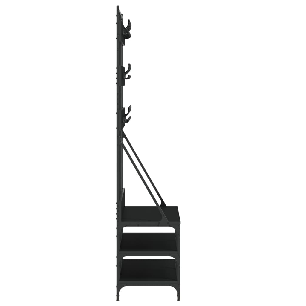 fekete ruhafogas cipőpolccal 100x40x184 cm