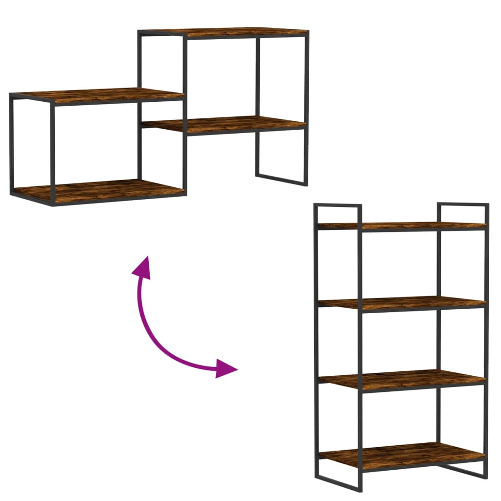 4 db füstös tölgy színű szerelt fa fali polc 60 x 40 x 1,5 cm