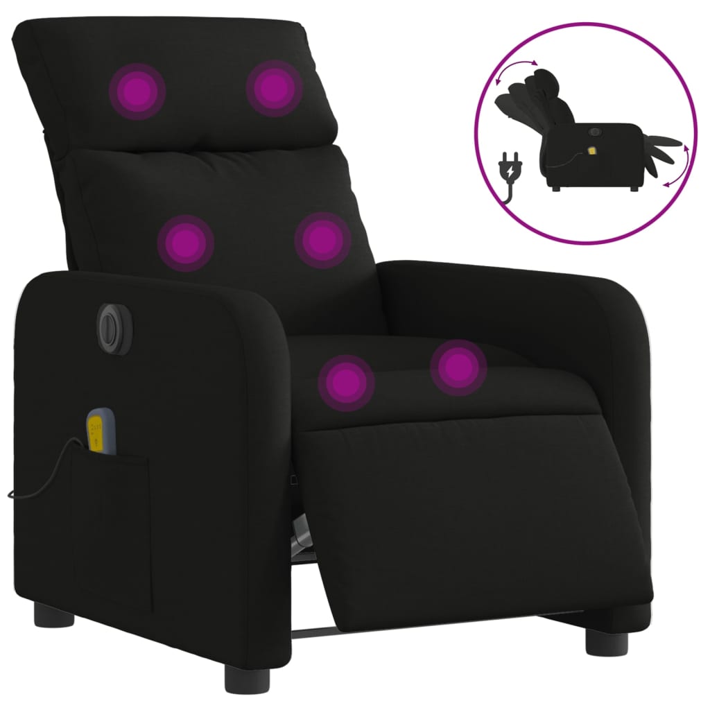 fekete szövet elektromos dönthető masszázsfotel