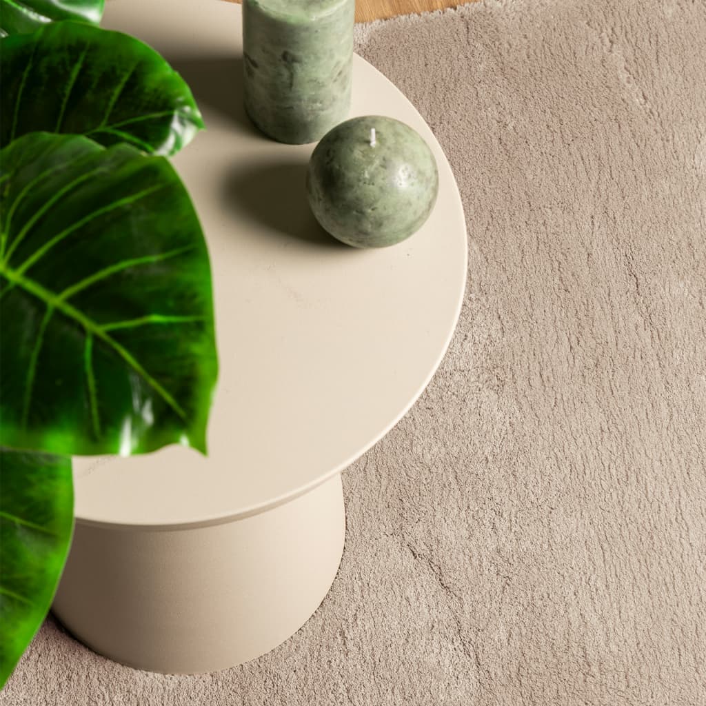 HUARTE homokszínű rövid szálú puha és mosható szőnyeg 120x120cm