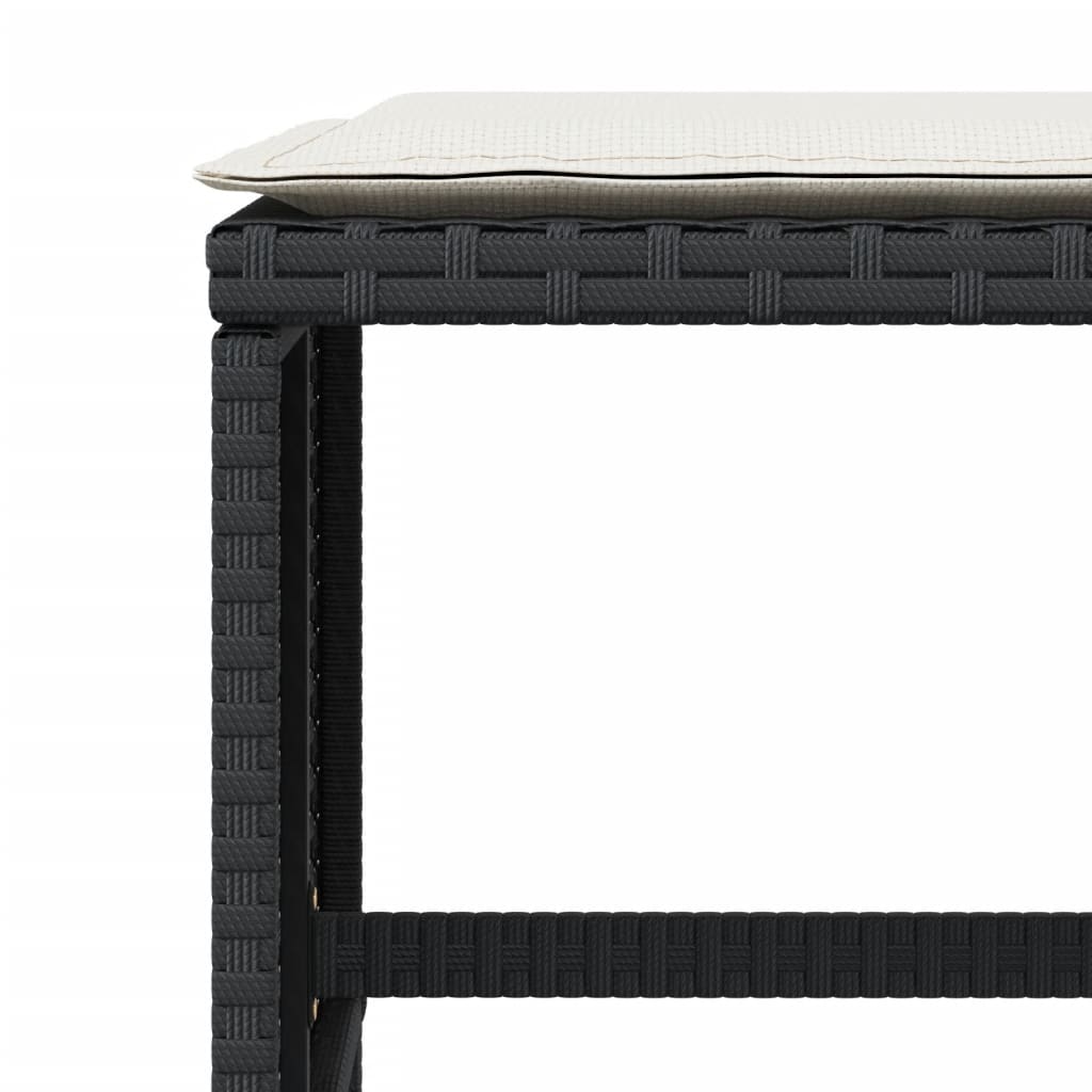 4 db fekete polyrattan kerti szék párnával 41 x 41 x 36 cm