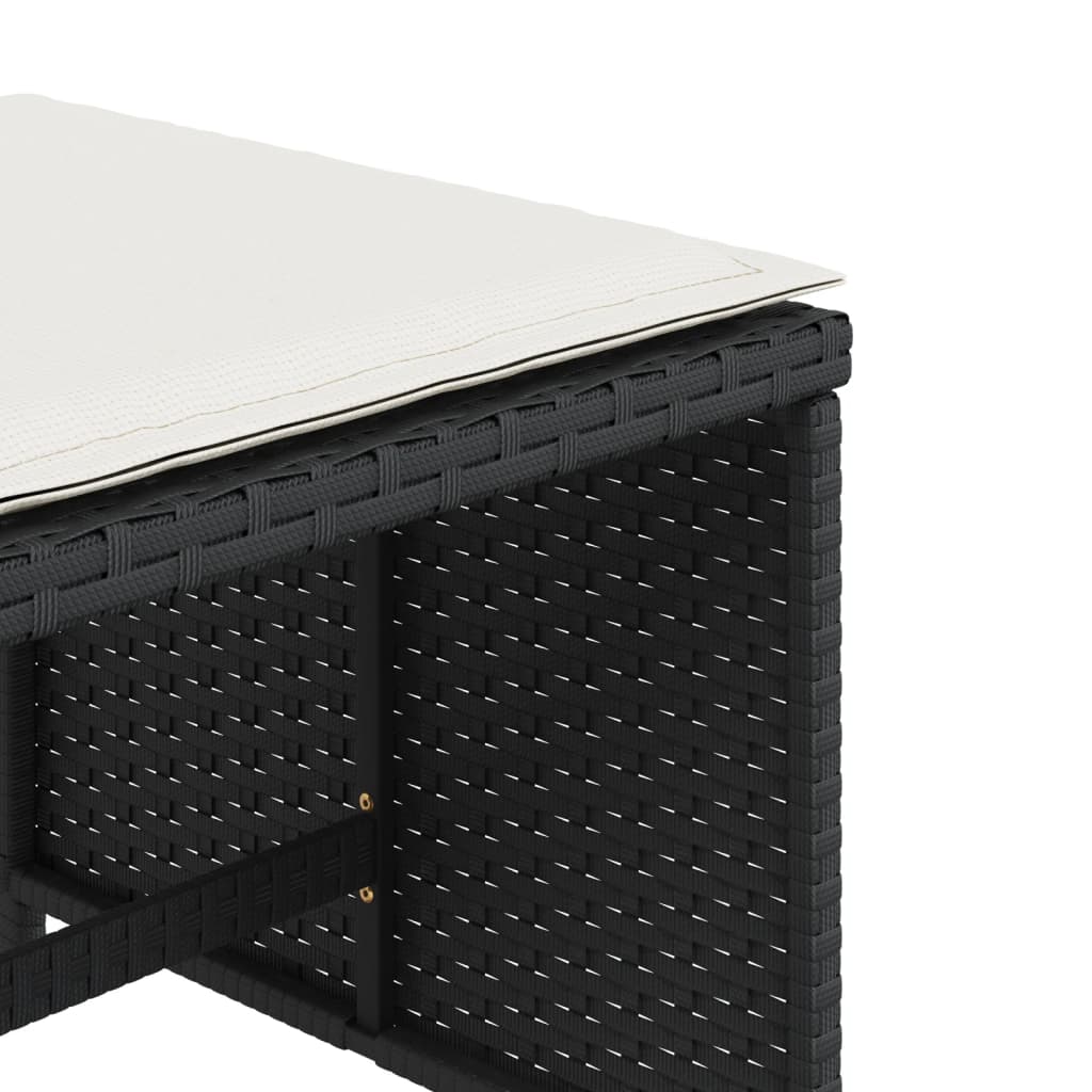 4 db fekete polyrattan kerti szék párnával 41 x 41 x 36 cm