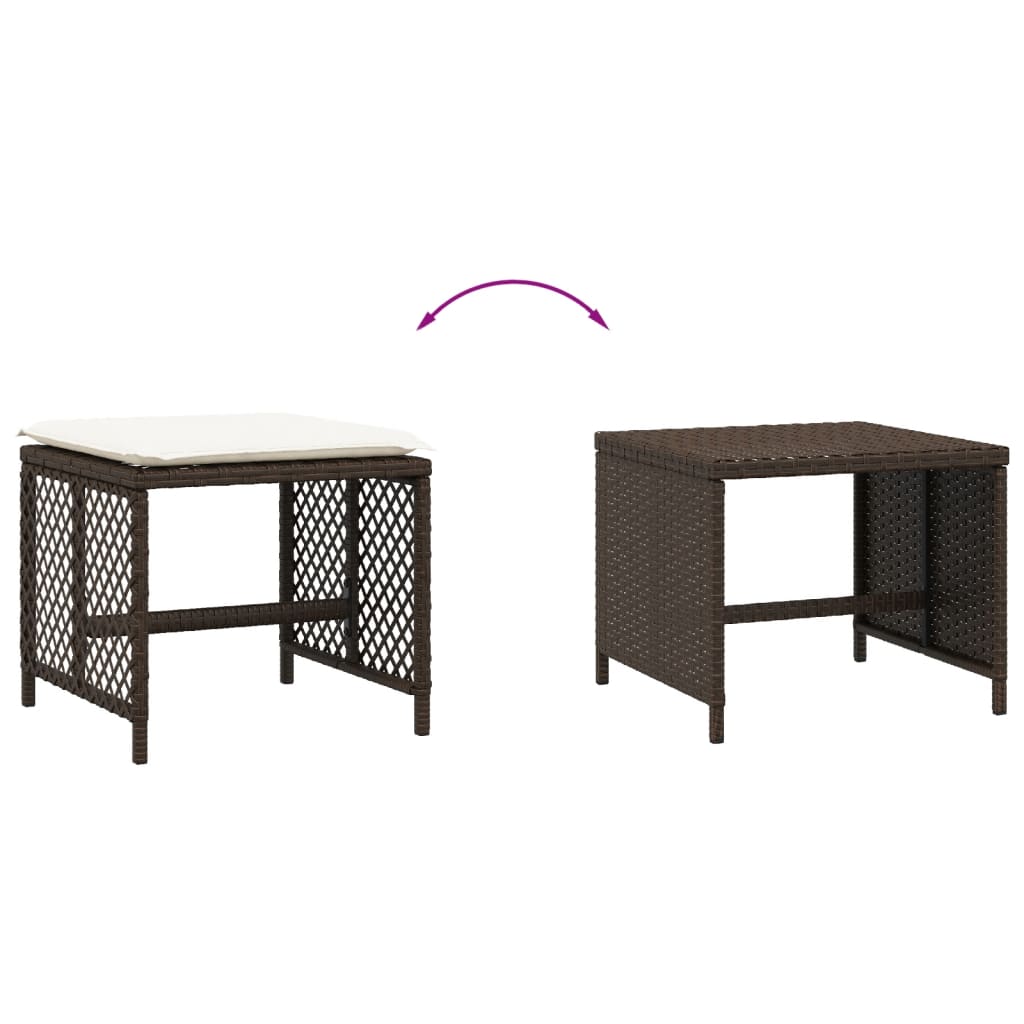 4 db barna polyrattan kerti szék párnával 41 x 41 x 36 cm