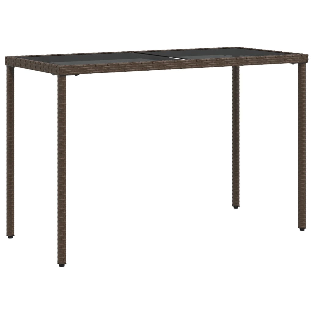barna polyrattan üveglapos kerti asztal 115x54x74 cm