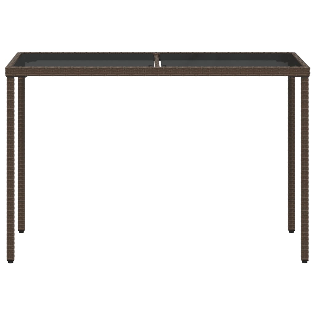 barna polyrattan üveglapos kerti asztal 115x54x74 cm
