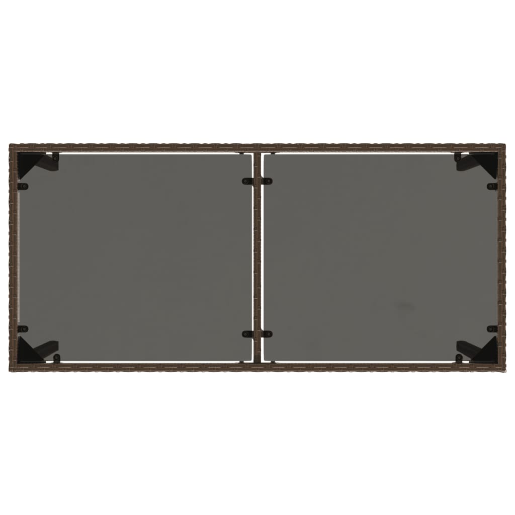 barna polyrattan üveglapos kerti asztal 115x54x74 cm