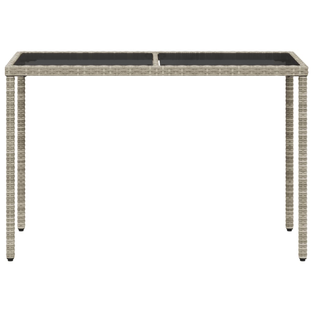 szürke polyrattan üveglapos kerti asztal 115x54x74 cm