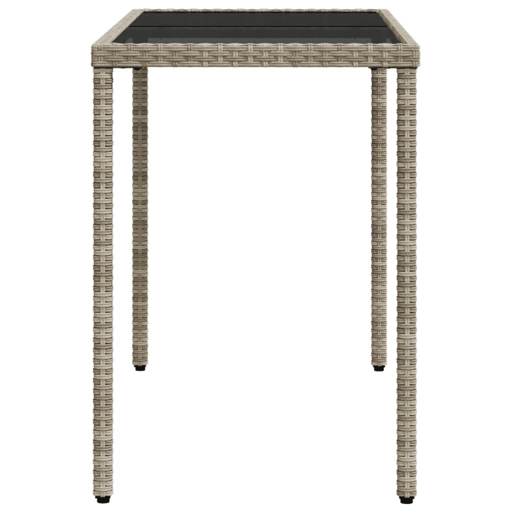 szürke polyrattan üveglapos kerti asztal 115x54x74 cm