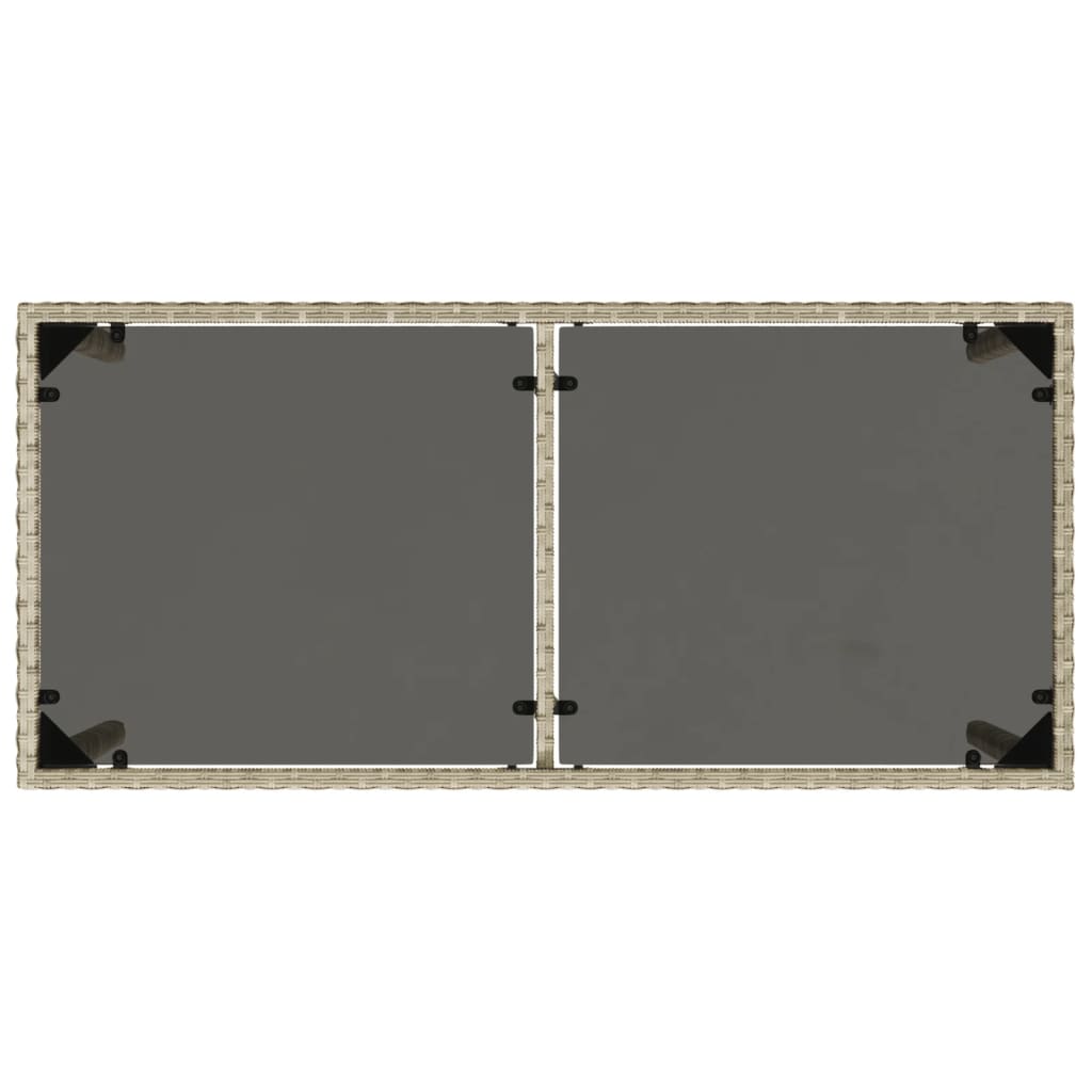 szürke polyrattan üveglapos kerti asztal 115x54x74 cm