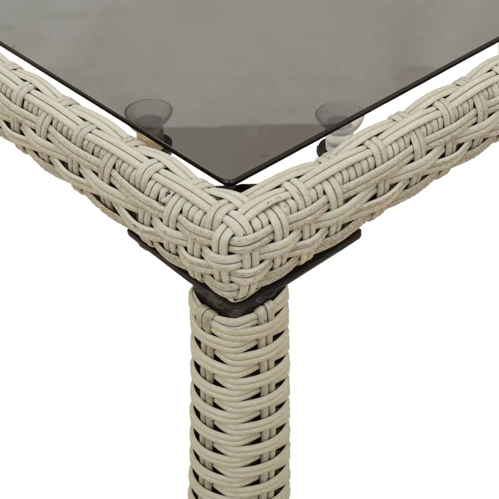 szürke polyrattan üveglapos kerti asztal 115x54x74 cm