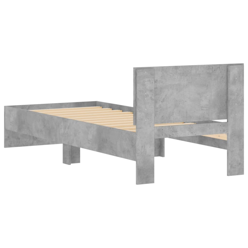 betonszürke szövet ágykeret fejtámlával 75 x 190 cm