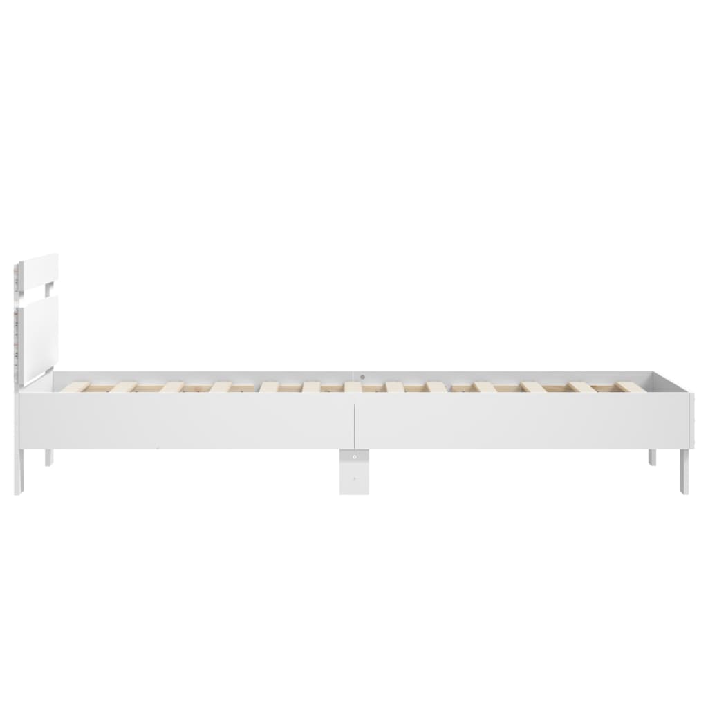 fehér ágykeret fejtámlával és LED-világítással 90 x 200 cm