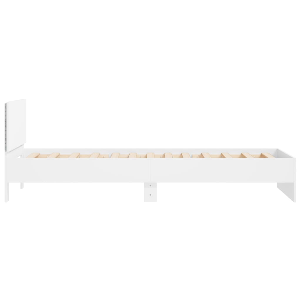 fehér ágykeret fejtámlával és LED-világítással 100 x 200 cm