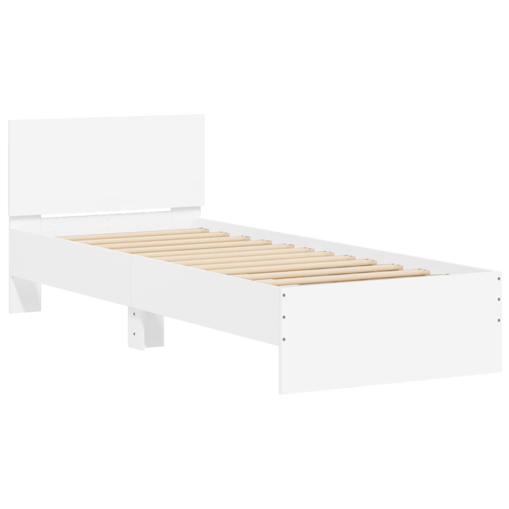 fehér ágykeret fejtámlával és LED-világítással 90 x 190 cm