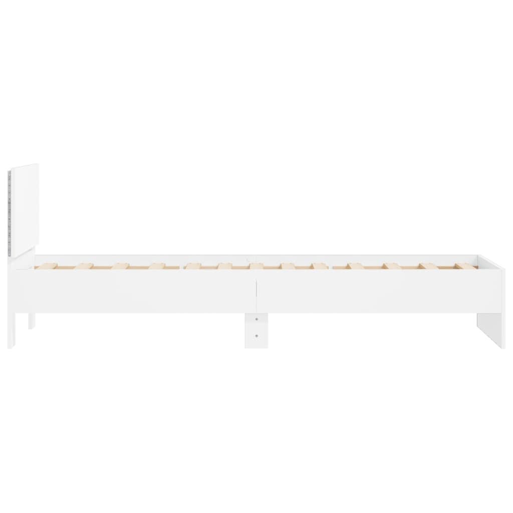 fehér ágykeret fejtámlával és LED-világítással 90 x 190 cm