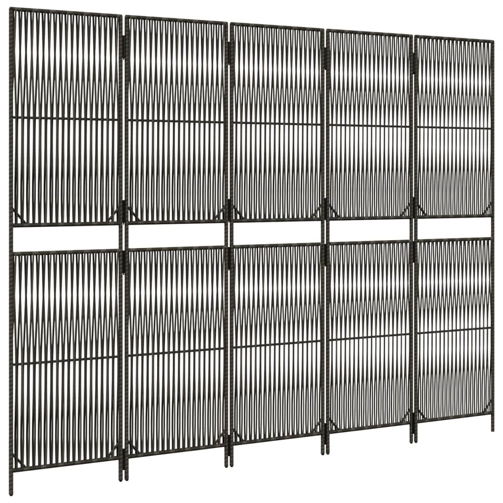 szürke 5-paneles polyrattan térelválasztó