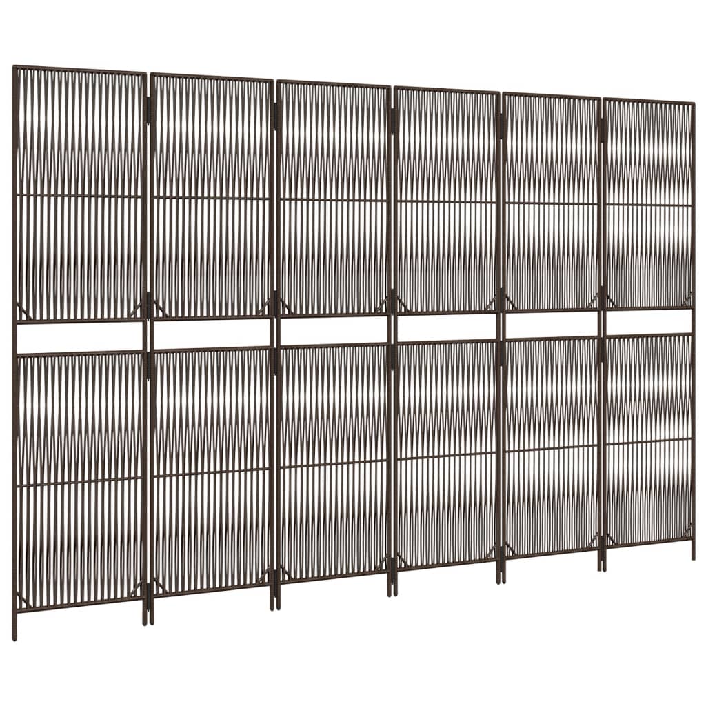 barna 6-paneles polyrattan térelválasztó
