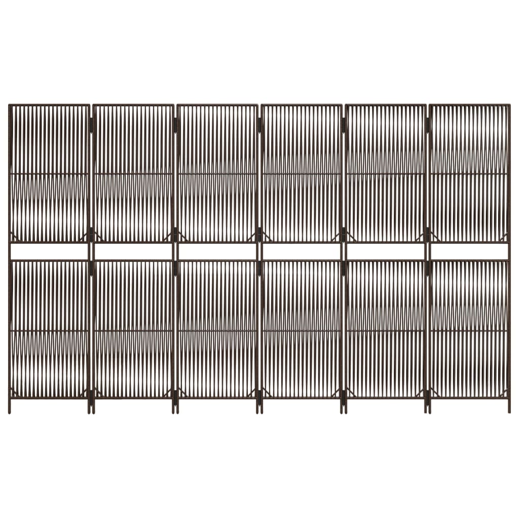 barna 6-paneles polyrattan térelválasztó